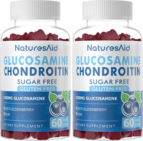 Glucosamine Chondroitin Gummies - Extra Strength with MSM & Elderberry for Joint Support, 2 Pack for Adults