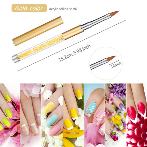 Honoson 5 Pieces Nail Art Brush Set - Acrylic Nail Brush for 3D Flower, DIY Salon Manicure Pen, Sizes 4, 6, 8, 10, 12