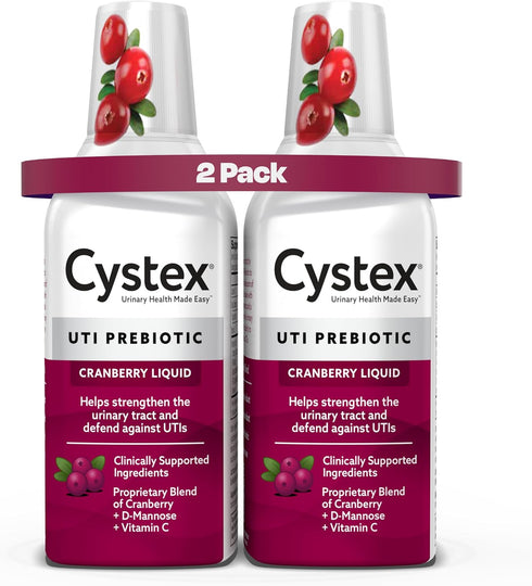 Cystex Urinary Tract Infection Support, Cranberry Prebiotic Supplement for UTI Protection & Health, 7.6 oz (2 Pack)