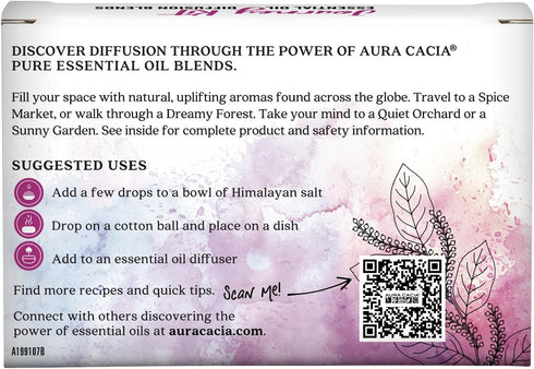 Aura Cacia Journey Essential Diffusion Oils Kit, 4-Pack - Spice Market, Dreamy Forest, Quiet Orchard & Sunny Garden