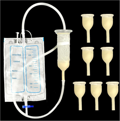 Wellgood Latex Condoms Catheter for Men, 7pcs External Catheter with 1000ml Leg Bag