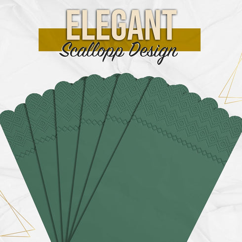Party Solids 20 3-Ply Dark Green Scalloped Napkins Disposable Pcs Dark Green Scalloped Dinner Napkins Disposable