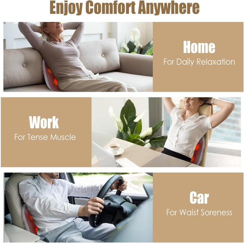 Wilytyres 3D Back Massager with Heat, Waist Massage Cordless Rechargeable Kneading Lower Back Massager for Pain Relief
