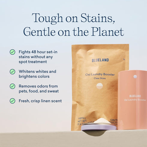 BLUELAND Oxi Laundry Booster Powder Starter Set, Eco Friendly Oxy Cleaner, Plant Based Stain Remover, 17.6oz