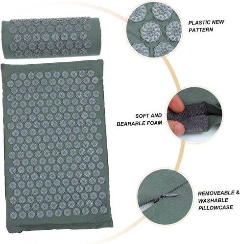 Set Veemoon Shiatsu Acupressure Massage Mat Practical Massage Pillow with Bag for Home Relaxation and Back Therapy