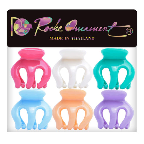 RC ROCHE ORNAMENT 6 Pcs Womens Pumpkin Hair Claw Clips, Secure No Slip Grip, Medium Pastel Multicolor