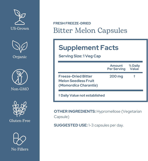 ECLECTIC INSTITUTE Raw Fresh Freeze-Dried Non-GMO Bitter Melon, 90 CT (200 mg)