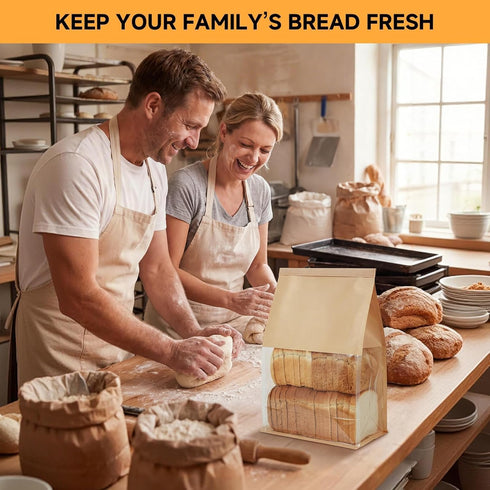 Sowinvent 50 Count, 50% 15.7 10.2 5.1 Packaging Extra Large Bread Bags for Homemade, Thicker Sourdough Paper With Ties