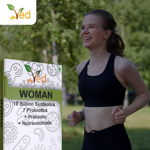 Ved Woman Complex Probiotics and Prebiotics - 10 Billion CFU, 28 Capsules with 20 Live Cultures for Children
