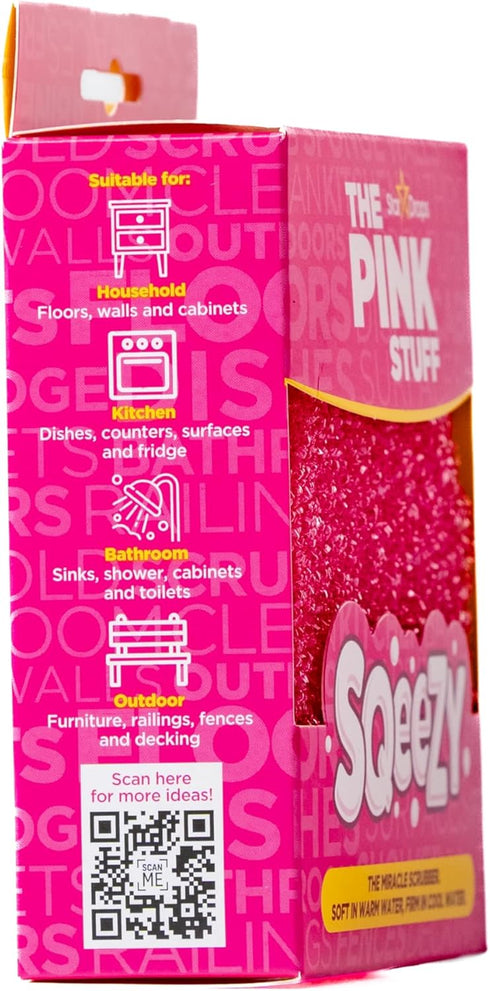 Stardrops – The Pink Stuff – SQeeZY Miracle Scrubber Sponge, Scratch-Free Solution for Ultimate Home Cleaning, 3-Pack
