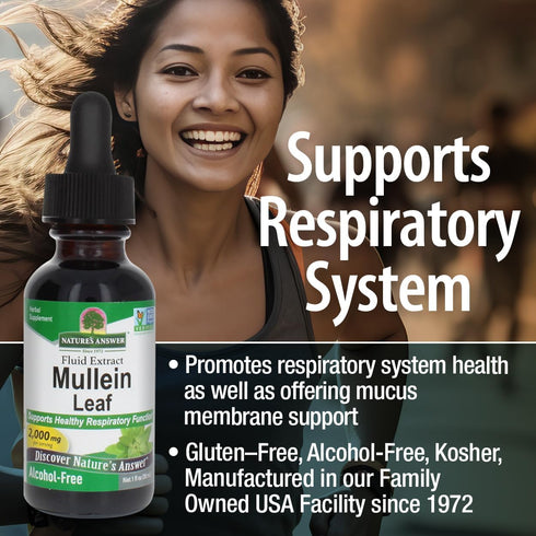Nature's Answer Mullein Herb, 1 oz Extract, Alcohol Free, Non-GMO, Supports Respiratory Function