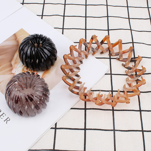 TOBATOBA Bun Maker Clip, 3 Pcs Bird Nest Hair Clips for Women, Expandable Ponytail Holder Hair Accessories