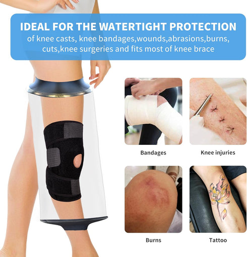 Large Knee Cast Cover for Shower, KT1180-L Waterproof Cover for Knee Surgery, ACL Surgery, Wound, Burns
