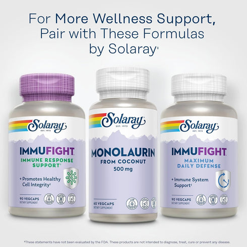 SOLARAY Monolaurin 500mg from Natural Coconut, Supplement for Nutritive Support, 60 Servings, 60 VegCaps