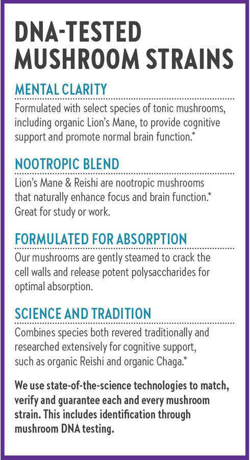 New Chapter Lion's Mane + Reishi Mushroom - LifeShield Mind Force for Mental Clarity, Vegan, 60 ct