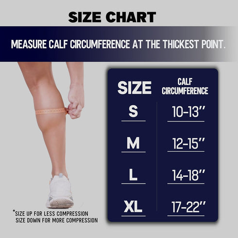 Calf Compression Sleeve for Men Women (2 Pairs) - Footless Compression Socks for Running, Beige/White, Medium