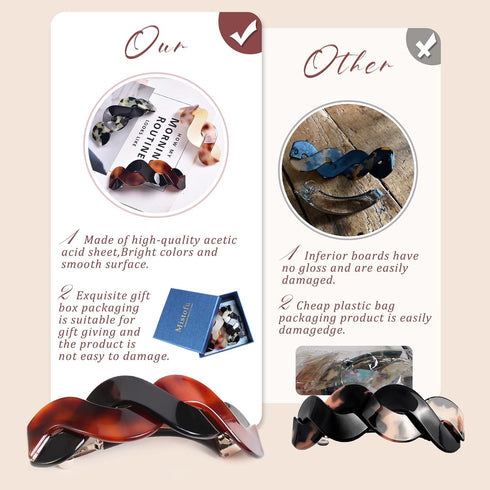 Large Hair Clips (3 Count) - Elegant French Barrettes for Thick Hair, 3pcs Retro Hair Accessories for Women Daily Wear