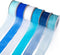 Blue Organza Ribbon 6 Rolls, 1 Inch Wide, Sheer Chiffon for Gift Wrapping