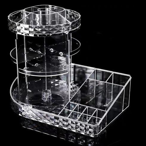 Large Capacity Rotating Acrylic 360 Degree Makeup Organizer - 5 Layers Adjustable Cosmetic Storage Stand