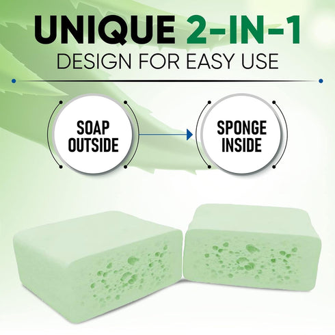 T.Taio Esponjabon Aloe Vera Soap Sponge - Gentle Shower Scrubber for Dirt & Oil Removal