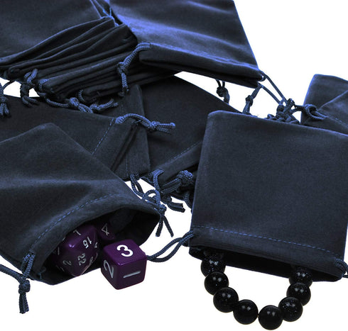 JIAKAI 30pcs Velvet Double Drawstring Cloth Bag - Jewelry Drawstring Pouches for Small Items (Black)
