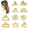 Small Gold Hair Clips, 10 Pack Mini Hair Claw Clips for Women, Metal Hair Accessories for Thick Thin Hair