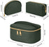 KTMOUW 3 Pcs Waterproof Makeup Bag Set, Portable Travel Cosmetic Organizer Storage Bag for Women, Deep Green