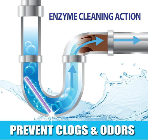 SANI 360° Sani Sticks Drain Cleaner and Deodorizer, Enzyme Pipe Cleaners for Sinks, Bathtub Drains, Septic Tanks, 24