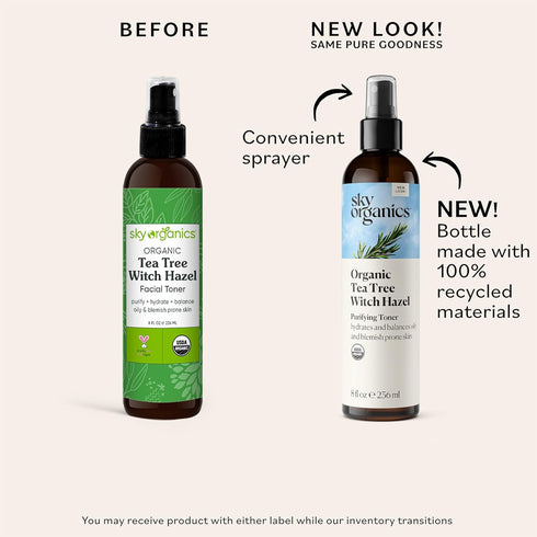 Sky Organics Organic Tea Tree & Witch Hazel for Face - Purifying Facial Toner to Hydrate, Soothe, Cleanse and Balance