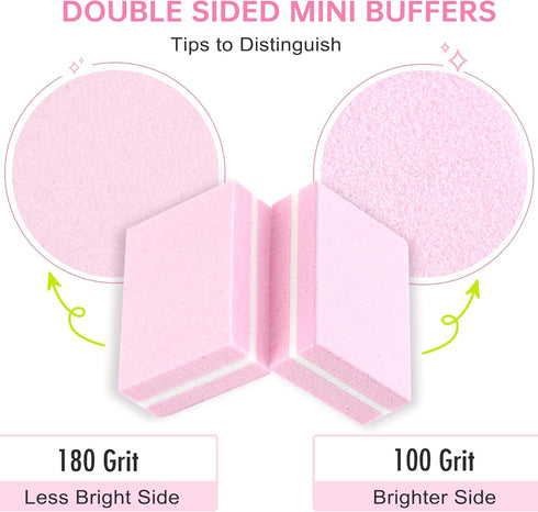 Mini Nail Buffer Blocks, 100/180 Grit Sponge Buffing Sanding Block File, Bulk 50Pcs