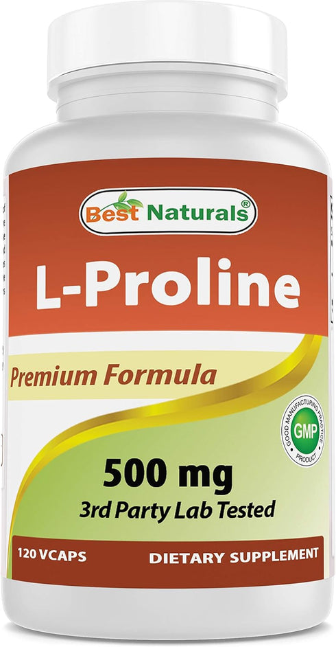 Best Naturals L-proline Amino Acid Dietary Supplement | 500 mg, 120 Count