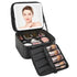 Relavel Travel Makeup Bag with LED Mirror, Cosmetic Train Case, Portable Makeup Artist Organizer with Adjustable