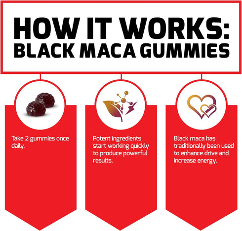 Force Factor Black Maca Gummies, 60 Gummies, Enhance Vitality in Men & Women, Delicious Passion Berry Flavor