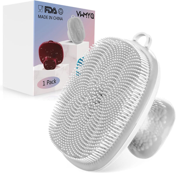 VWMYQ Silicone Face Scrubber for Men, Waterproof Facial Cleansing Brush for Exfoliating and Skin Care (White)