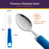 Special Supplies Adaptive Utensils 5-Piece Set Non-Weighted, Non-Slip Handles for Hand Tremors, Arthritis, Parkinson’s or Elderly Use - Stainless Steel Knife, Rocker Knife, Fork, Spoons - Blue