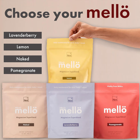 Ned - Melloe Magnesium Superblend - Magnesium Powder Supplement Drink Mix with Natural Magnesium Glycinate &