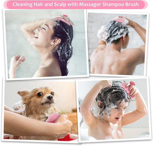 Soft Silicone Hair Scalp Massager Shampoo Brush for All Hair Types, Pink Hair Care Tool for Men, Women, Kids