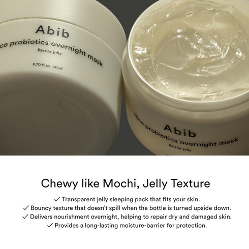 Abib Rice Probiotics Overnight Mask, Intensive Hydrating Jelly for Skin Barrier, 2.71 fl oz