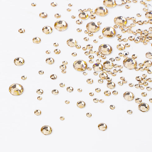 Canvalite 1500PCS Champagne Rhinestones, Flat Back Gems with Tweezers and Dotting Pen for Nail Art and Crafts