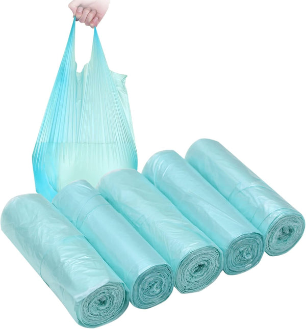 100 Counts 4 Gallon Bathroom Trash Bags, 5 Rolls Colorful Small Handles for Office Kitchen Bedroom