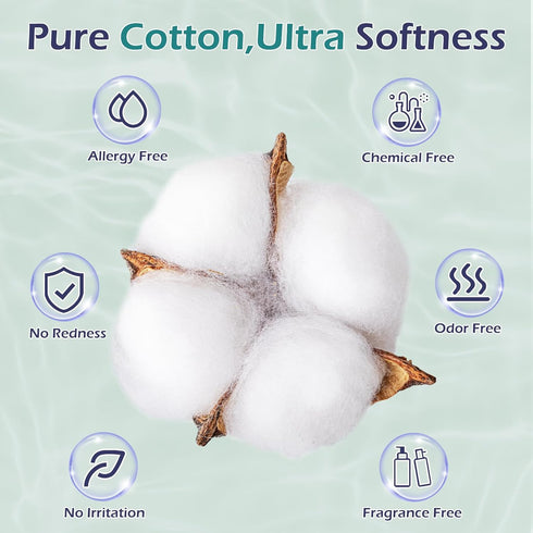 Disposable Face Towel, 100% Cotton, Extra Large 12" x 10" Soft Dry Wipe for Makeup Remover, Biodegradable, 80 Count (1