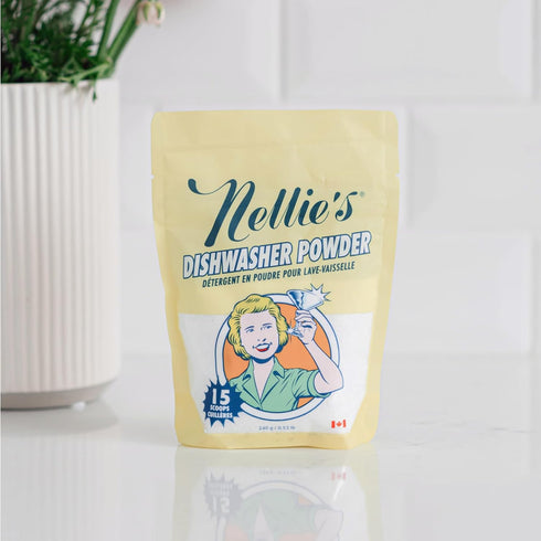 Nellie's Dishwasher Powder - Eco-Friendly & Phosphate-Free, Powerful Grease Removal, Plant-Based Cleaning, 50 Scoop