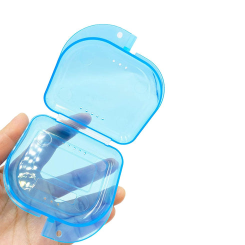 Orthodontic Retainer Case with Vent Holes, Transparent Blue