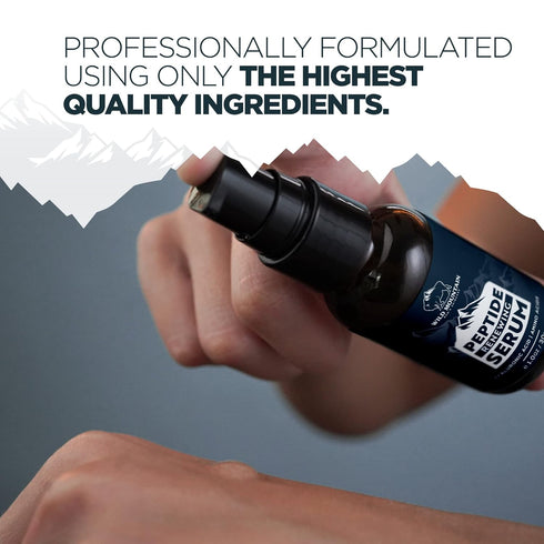 Wild Mountain Peptide Face Serum for Men, Hydrating Hyaluronic Acid & Collagen Boosting Amino Acids, 1 oz
