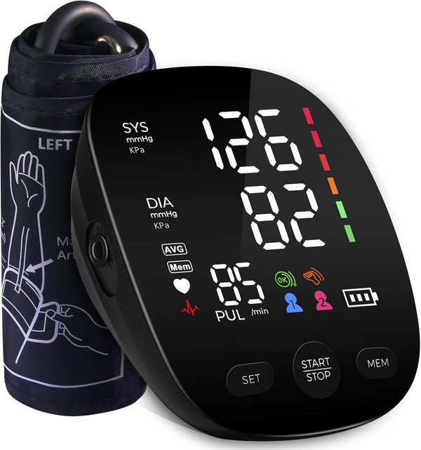 Blood Pressure Monitor, Automatic Upper Arm Cuff, 9"-21" Adjustable, Dual User 240 Set Memory, Digital BP Machine