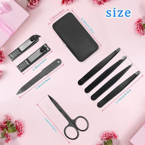 Tweezers and Fingernail Clippers Kit, 8 Pcs Professional Tweezer Nail Clipper Set Stainless Steel Manicure Tools with Case for Men Women by Fangze