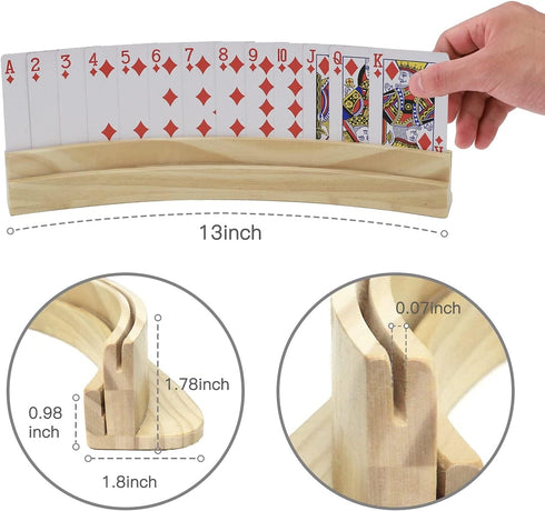 Set 4 13 1.9 2.4 Inch plusvivo of Curved Playing Cards Holders for Seniors Adults - Soild Wood Cards Holders