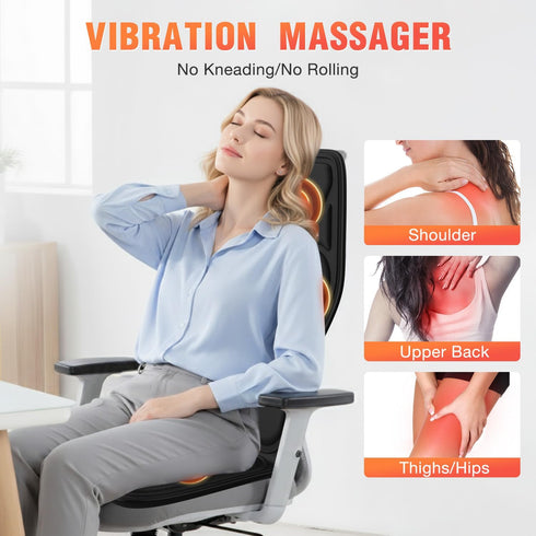 KNONNETD 8 Back Massager for Chair, Massage Seat Cushion with Heat, Lumbar Traction, Vibrating Motors Massager Chair