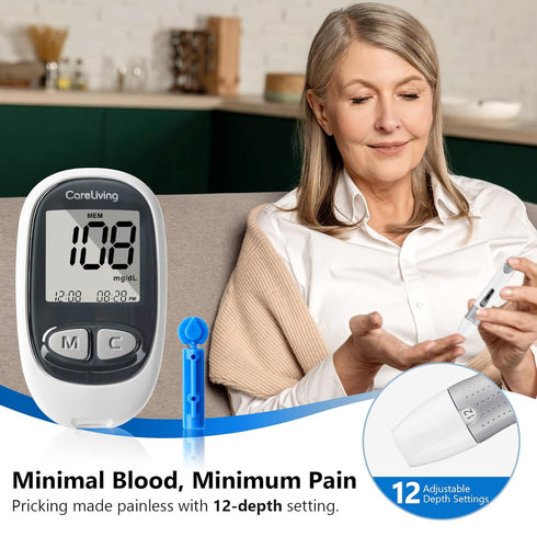 MM1100 Blood Glucose Monitor Kit, 100 Test Strips, 100 Lancets, 1 Meter, Diabetes Testing Kit for Home