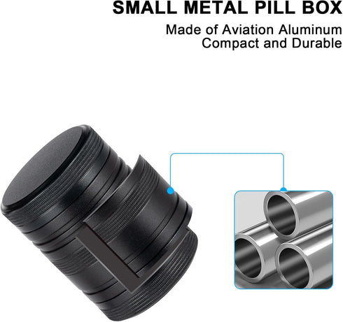 Pill Box 2 Times a Day - Metal Pill Container, Portable Daily 2 Compartment Pill Case, Waterproof Travel Aluminum Pill Holder for Fish Oils, Vitamin, Supplement